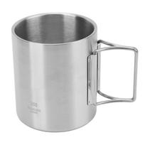 Outdoor Camping Cup Stainless Steel Camping Mug Double Insulated Coffee Cup with Folding Handle for