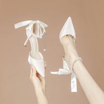Women's High-heeled Pointed-toe Sandals 38 smėlis