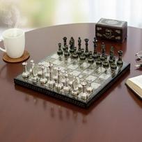 Brass Chess Game Board Set With Brass Chess Pieces Chessman Coins Pawns, for adult Christmas Fathers Mothers Gift for Him Her Birthday Gift