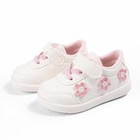 Spring Ready Girls' Leather Velcro Sports Shoes - Soft Sole, Casual Toddler Sneakers Size 15/13cm