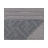 Fendi Striped Texture FF Pattern Calfskin Card Holder Men Accessories Gray 7M0164AFCBF0FDY Shopping Bag Set(Basic Set+Shopping Bag)