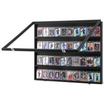 36 Graded Sports Card Display Case, 30.5x24.3x2.1 in, Baseball Card Display Frame with 98% UV Protection Clear View PC Glass, Lockable Wall Cabinet