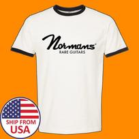 Normans Rare Guitars Men#039;s Ringer Black Size S to 3XL Unisex T-Shirt XL