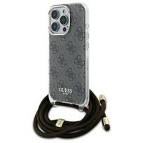 Guess Crossbody Cord 4G spausdinimo dėklas su virve iPhone 16 Pro - Rudas