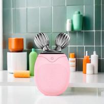 Silicone Face Roller Soft Beauty Massage Tool for Facial Cleansing and Anti-Wrinkles Skin Care Face Cleaning Brush Usb Recharge rožinė