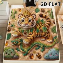 1Pc 2D FLAT Cute Baby Tigers Print Flannel Blanket,High quality Comfortable for All Seasons,Home Decor,Warmth and Comfort,Perfect for Christmas Gifts 80cm x 120cm