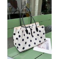 Lazy Large-capacity Tote Bag with Cute Polka Dots, Hand-held, Single-shoulder, for Daily Commuting. smėlis