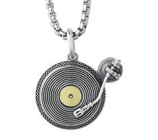 Hip Hop vinilinės plokštelės grotuvo pakabukas ant kaklo, Madingas poros stilius, Personalizuota universali džemperio grandinėlė gray