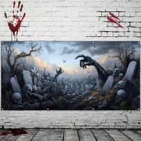 Large outdoor skeleton cemetery backdrop curtain festival photo booth props made of durable polyester material no feathers 47.2x31.5inch/120*80cm