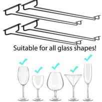 Under Cabinet Wall Mount Wine Glass Rack Black Hanging Stemware Holder Heavy Duty for Kitchen Bar Pub juoda