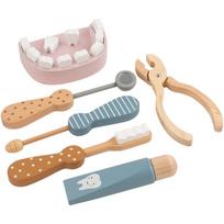 6pcs/set Little Doctor Theme Wooden Doctor Playset Dentist Role Play Oral Care Play Oral Dental Set Brush Teeth Tool