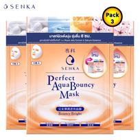 Senka Perfect Aqua Bouncy Mask Bouncy Bright, veido kaukė, 25 ml (3 vnt. pakuotė) - gamintojas Shiseido Japan 25 ml x 3 pcs oranžinė