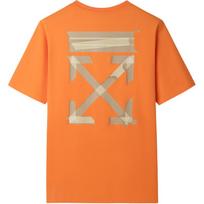 Off-White SS20 Auksinės Folijos Rodyklės Juostelės Lopo Trumpomis Rankovėmis T-shirt Vyriški Viršutiniai Drabužiai Oranžinė OMAA038R201850021948 XS beige