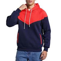 Fall and Winter Men's Sweatshirts Hoodie Warm Sweatshirt Long Sleeve Colorblocking Men's Hooded Jacket Hoodies M tamsiai mėlyna/raudona