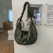 Plaid bag bag 2025 new Korean casual lazy style shoulder armpit bag large capacity fashion tote bag 49*9*27 žalia