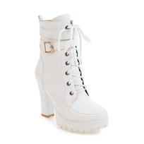 Aukštakulniai Moteriški Ankle Boots Raišteliais Ruduo Žiema Platforma Ponios Batai Didelio Dydžio Avalynė Balta Juoda Ruda 659 11 juoda