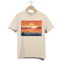 Vintažiniai saulėlydžio vandenyno horizonto marškinėliai – Ramus vaizdingas jūros peizažas Unisex grafiniai marškinėliai 2XL