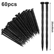 60pcs 8inch Edging Nail Stake Spikes Landscape Edging Garden Border Lawn Landscape Edging Stakes Spiral Pegs Spike juoda