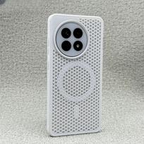 Honeycomb Holes For Magsafe Case for OnePlus 13 12 A5 Pro Cooling Magnetic Wireless Charging Shockproof Matte Hard PC Cover For OnePlus 12 gray