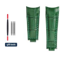 Curved End Watchbands For Rolex Strap GMT Daytona Submariner Slider Deployant Clasp Leather Original Style Bracelet 20mm green 20mm&55mmX70mm