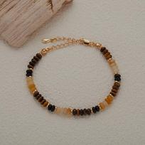 Natural Gemstone Tiger'S Eye Dongling Jade Black Agate Beaded Bracelet Women'S Matching S925 Whole Body Sterling Silver