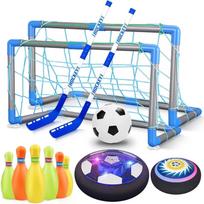 3-in-1 Plaukiojantis Futbolo Kamuolys, Ledo Ritulys, Boulingo Rinkinys, Žaislai Vaikams Patalpoje ir Lauke, Žaislai Lauke Su LED Šviesomis, Kalėdinės, Gimtadienio Dovanos blue
