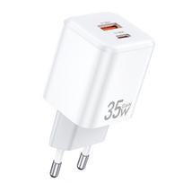 Įkroviklis Awei PD66-EU 35W GaN USB-A / USB-C baltas