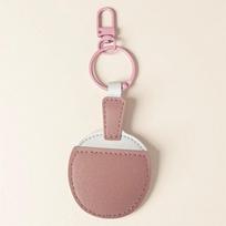 Cute Ping-pong Racket Pendant Funny PU Leather Keyring Table Tennis Bats Keychain  Gift rožinė