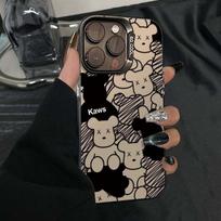 Line art bear case for Apple iPhone 15, 17, Pro, 16, 14, Pro, cute, 13 trendy iPhone 7