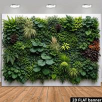 2D plokščias didelio tankio žalių augalų sienelės fonas, studijos fonas, milžiniškos orchidėjos lapai ir gyslotasis žolė 47.2x31.5inch/120*80cm gray