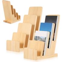 2 vnt. medinis 4 pakopų literatūros stendas, stalo lankstinukų, brošiūrų, bukletų, meniu, atvirukų, sveikinimo atvirukų laikiklis 2PCS beige