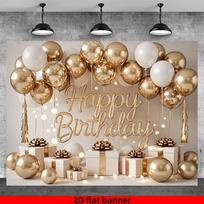 2D plane luxurious and simple style  Happy Birthday  letter pattern banner photography background home decoration 47.2x31.5inch/120*80cm