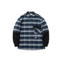 Li Ning Skateboard Shirts Unisex Blue Plaid Square Collar Moderate Mock Two Piece ASHR043-1 L