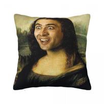 Nicolas Cage As The Mona Lisa Pillowcase Soft Fabric Cushion Cover Gift Throw Pillow Case Cover Home Dropshipping 45*45Cm Peach skin 18*18(CM)-1Pcs