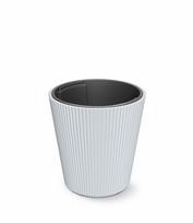 Plastikinis lauko vazonas Milly, baltos sp., 46,7 x 46,7 x 44,2 cm.