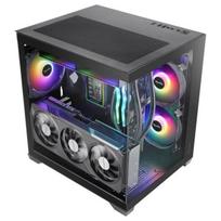 Korpusas PC korpusas - MARS GAMING - MC-VIEW3 - Micro-ATX - Panoraminis grūdintas stiklas - 3 ARGB 120 mm ventiliatoriai