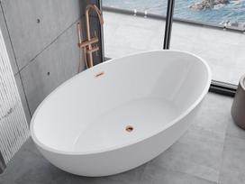 Mexen Nike laisvai stovinti vonia 175 x 100 cm, balta, išleidimo anga rožinio aukso - 54071751000-60, 175 x 100 cm