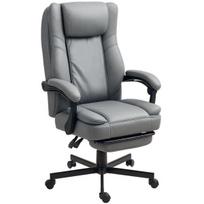 HOMCOM biuro kėdė su masažo funkcija, ergonomiška rašomojo stalo kėdė su atlošimo funkcija, reguliuojamo aukščio sukama kėdė su kojų atrama, pilka