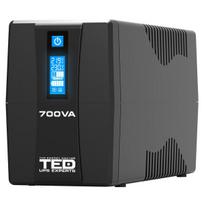 700VA 400W UPS Line Interactive – LCD ekranas – 2 išėjimai | USB-B, 2x RJ11 | Akumuliatorius 12V 7.1