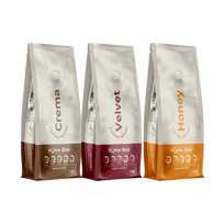 HomeBee Crema + Honey + Velvet – kavos pupelių rinkinys