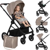Vaikiškas vežimėlis Lionelo Greet Beige Taupe 3in1 su automobiline kėdute Astrid Lite i-Size