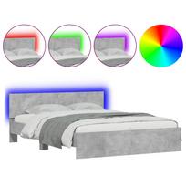 vidaXL Lovos rėmas su galvūgaliu ir LED, betono pilkas, 150x200cm