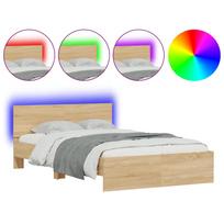 vidaXL Lovos rėmas su galvūgaliu ir LED, sonoma ąžuolo, 140x200cm