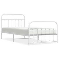 vidaXL Lovos rėmas su galvūgaliu/kojūgaliu, baltas, 107x203cm, metalas