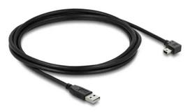 USB 2.0 laidas DELOCK Type-A kištukas į Mini-USB B kištuką stačiu kampu, 2 m, juodas