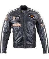 Vyriška odinė motociklininko striukė W-TEC Black Cracker - Juoda