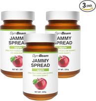 "GymBeam Jammy Spread" - želė užtepėlė be cukraus, vaisių užtepėlė su vaisių gabalėliais, be riebalų, mažai kalorijų, idealiai tinka lieknėjant, skaniai saldi, puikiai tinka duonai (220 g (3 pakuotės), obuolys)