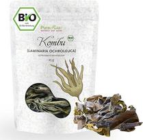 "Kombu" dumblių lapai, Atlanto džiovinta ekologiška jūros dumblė (laukinė kolekcija, žalia veganiška), jūros dumbliai "Dashi" sultiniui, "Miso" sriubai, "Umami", suši, jūros dumblių salotoms, Atlanto jūros dumbliai Organic Raw Wild, PureRaw 25 g