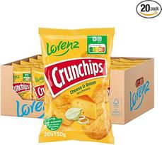 "Lorenz Crunchips" sūrio ir svogūnų traškučiai, 20 x 150 g, vegetariški