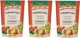3 x „Panealba Crostini Pomodoro e Basilico“ – krekeriai su pomidorais ir bazilikais, sūrus užkandis, nekepti, nekepti, 100 g